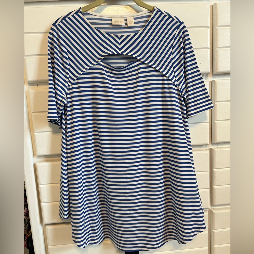 Chico’s blue and white strip blouse